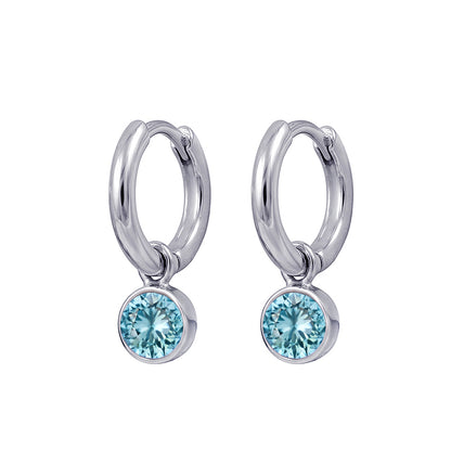 925 Sterling Silver Birthstone Drop Earrings BEZEL SET