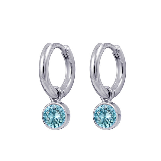 925 Sterling Silver Birthstone Drop Earrings BEZEL SET