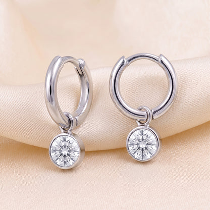 925 Sterling Silver Birthstone Drop Earrings BEZEL SET