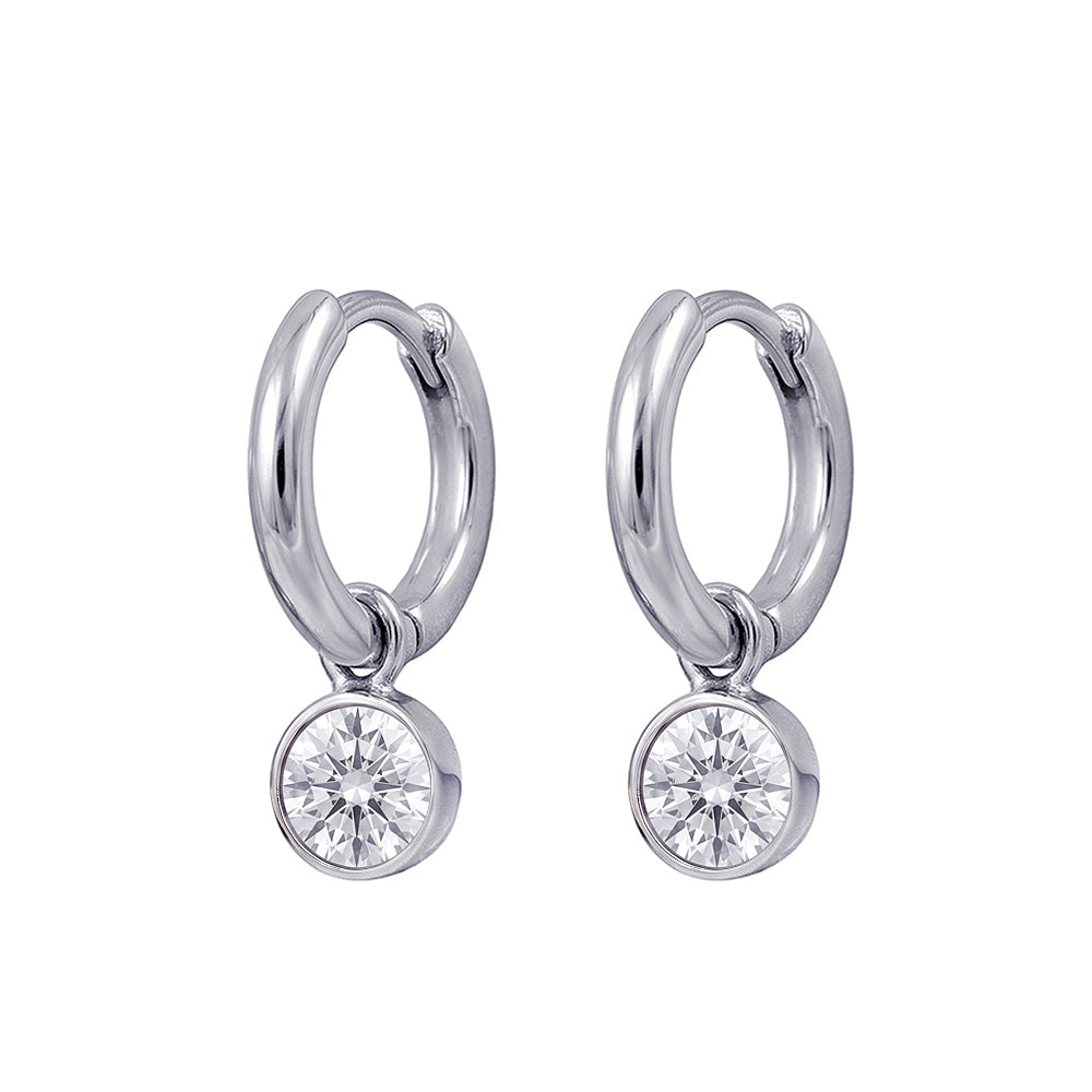 925 Sterling Silver Birthstone Drop Earrings BEZEL SET