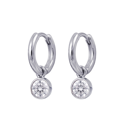 925 Sterling Silver Birthstone Drop Earrings BEZEL SET