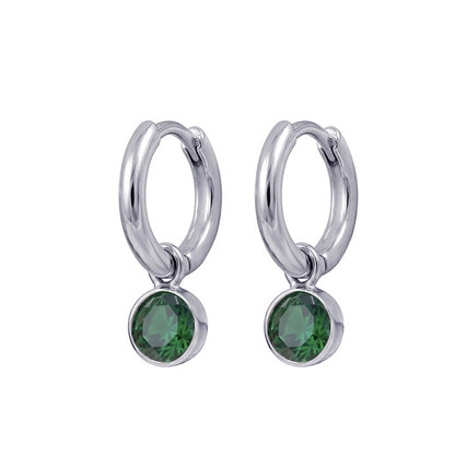 925 Sterling Silver Birthstone Drop Earrings BEZEL SET