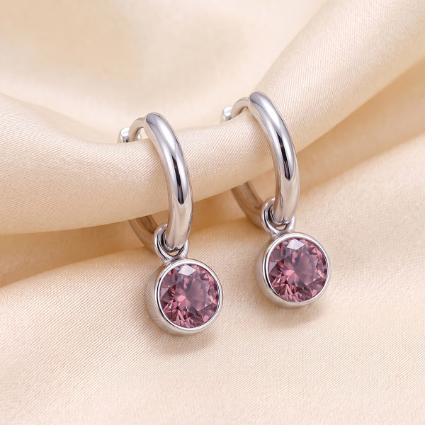 925 Sterling Silver Birthstone Drop Earrings BEZEL SET