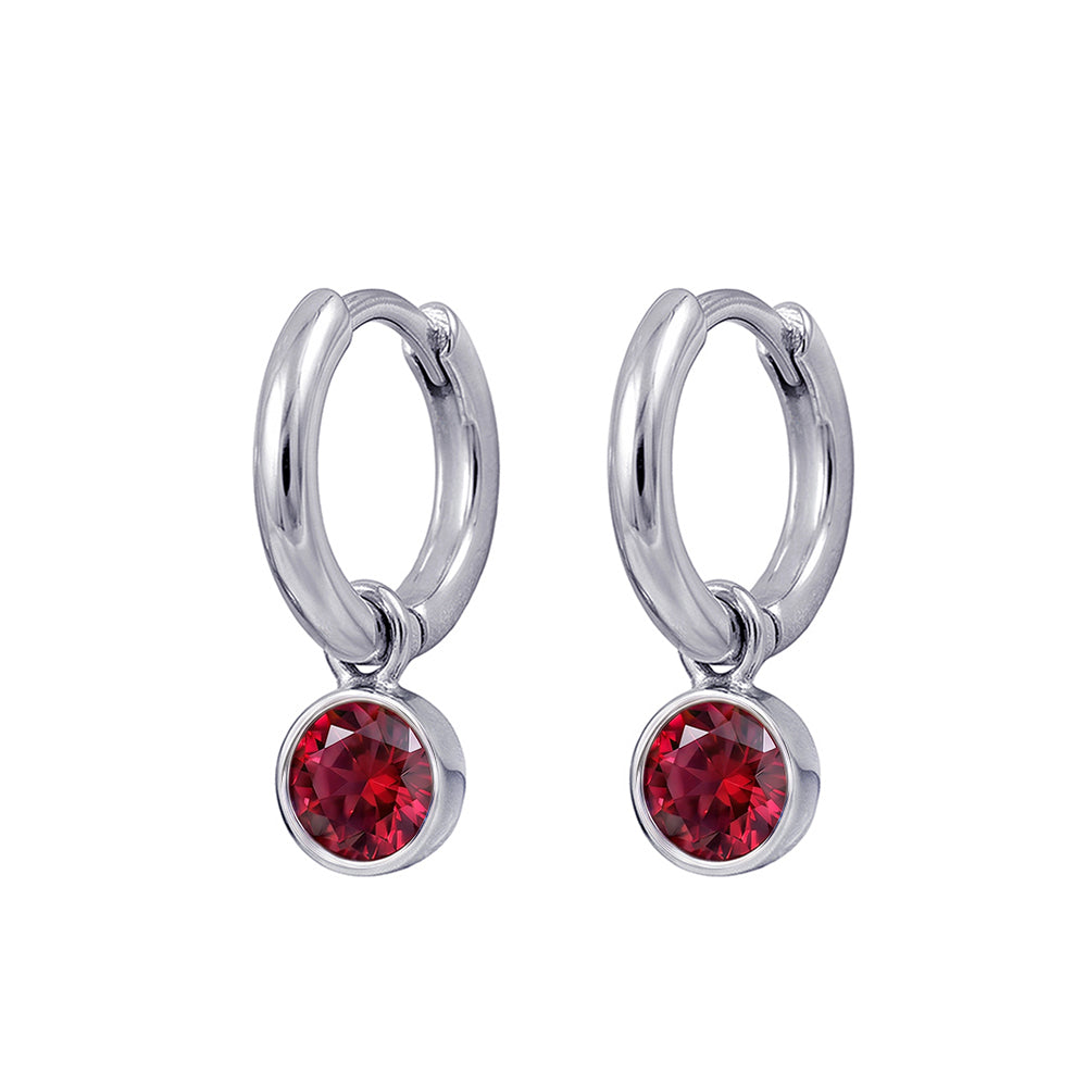 925 Sterling Silver Birthstone Drop Earrings BEZEL SET