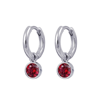925 Sterling Silver Birthstone Drop Earrings BEZEL SET