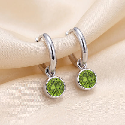 925 Sterling Silver Birthstone Drop Earrings BEZEL SET