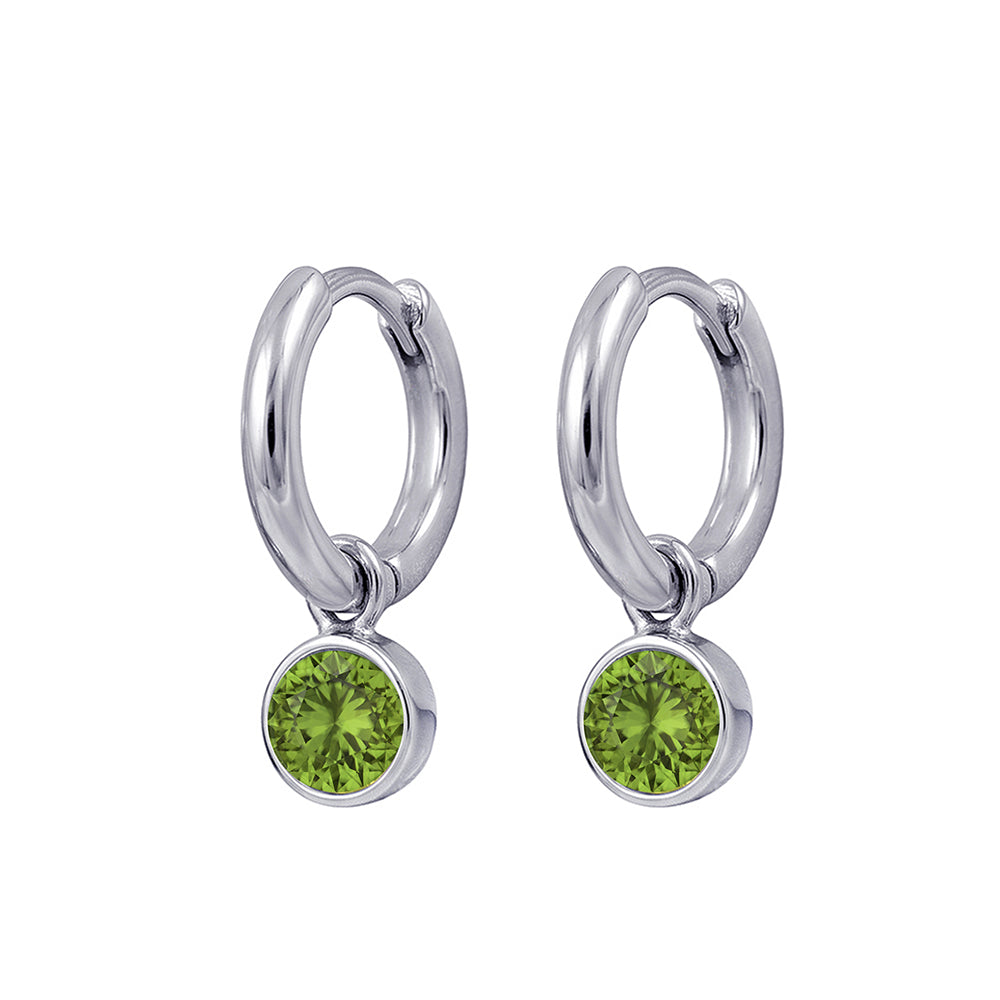 925 Sterling Silver Birthstone Drop Earrings BEZEL SET