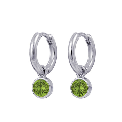 925 Sterling Silver Birthstone Drop Earrings BEZEL SET