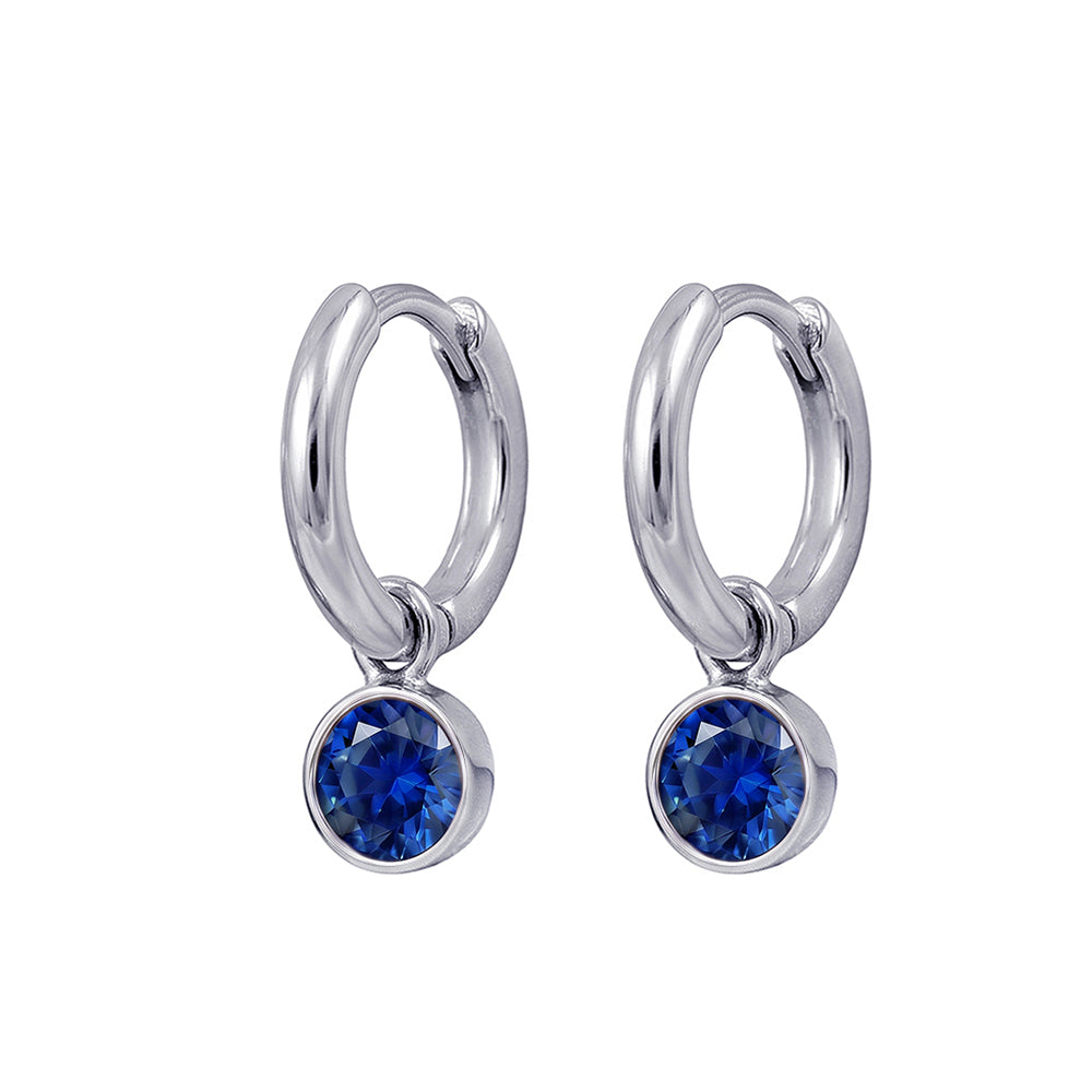 925 Sterling Silver Birthstone Drop Earrings BEZEL SET