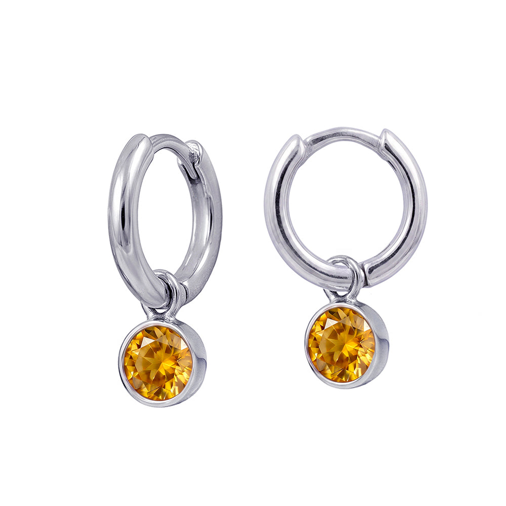 925 Sterling Silver Birthstone Drop Earrings BEZEL SET