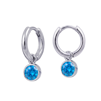925 Sterling Silver Birthstone Drop Earrings BEZEL SET