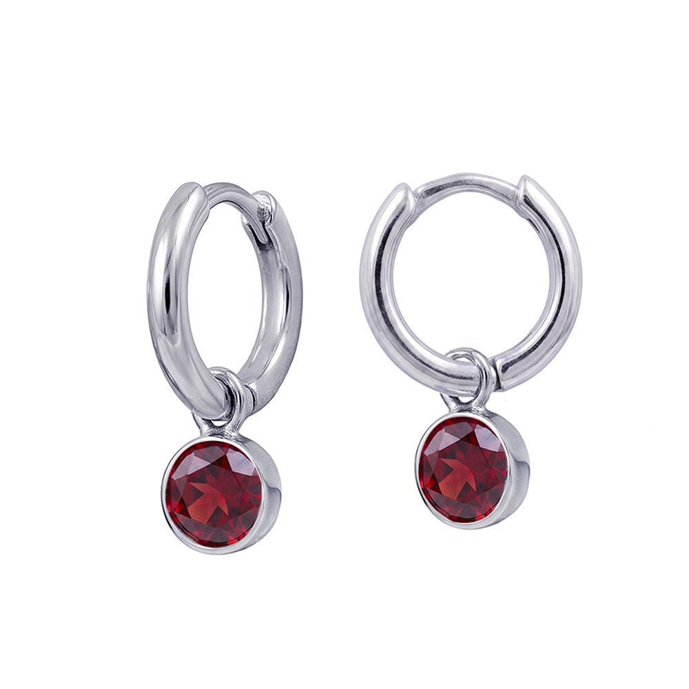 925 Sterling Silver Birthstone Drop Earrings BEZEL SET