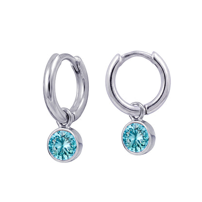 925 Sterling Silver Birthstone Drop Earrings BEZEL SET
