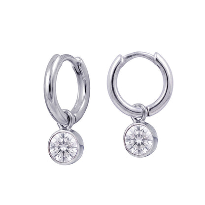 925 Sterling Silver Birthstone Drop Earrings BEZEL SET