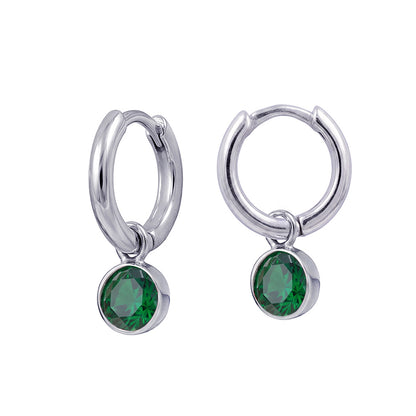 925 Sterling Silver Birthstone Drop Earrings BEZEL SET