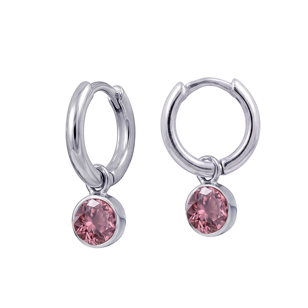 925 Sterling Silver Birthstone Drop Earrings BEZEL SET