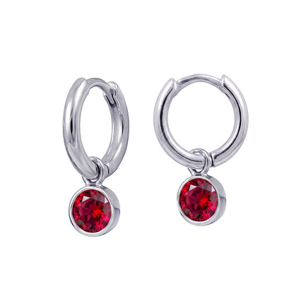925 Sterling Silver Birthstone Drop Earrings BEZEL SET