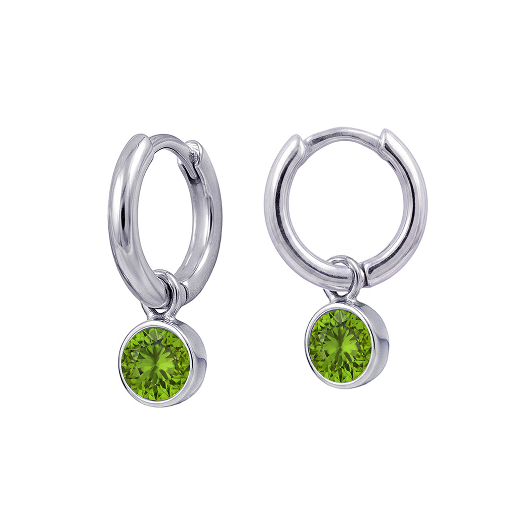 925 Sterling Silver Birthstone Drop Earrings BEZEL SET