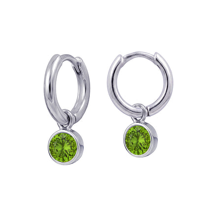 925 Sterling Silver Birthstone Drop Earrings BEZEL SET