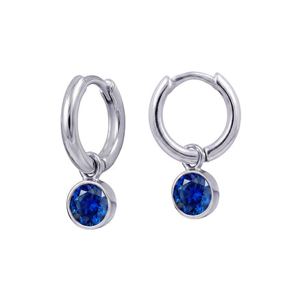 925 Sterling Silver Birthstone Drop Earrings BEZEL SET