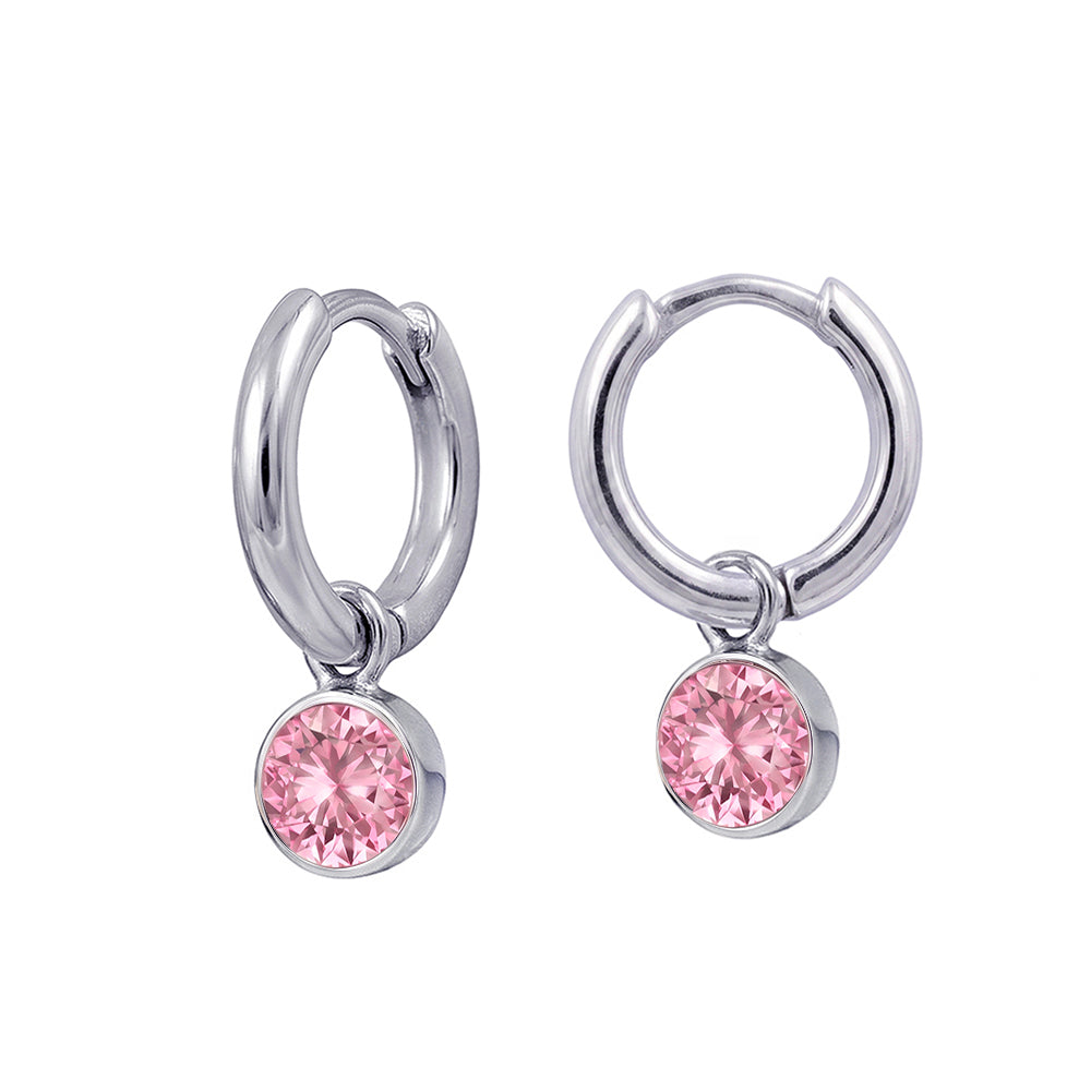 925 Sterling Silver Birthstone Drop Earrings BEZEL SET