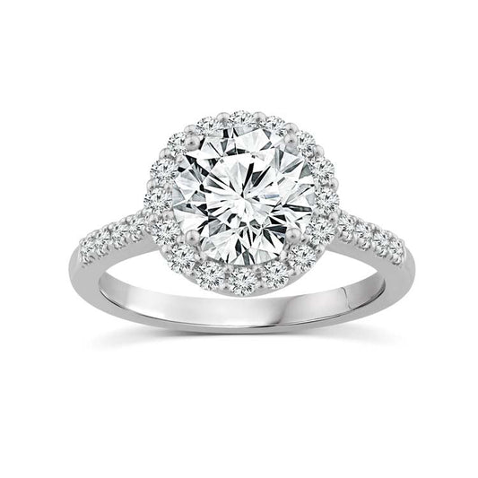 Halo Diamond Engagement Ring in White Gold