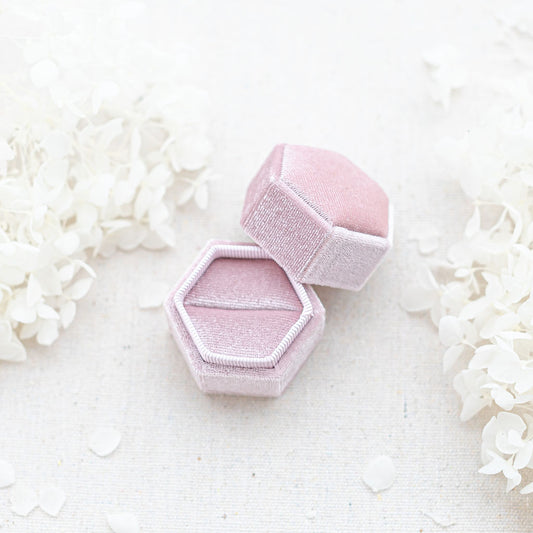 Hexagonal Velvet Ring Box Pink 