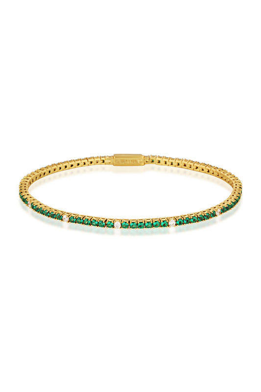 MILESTONE EMERALD 2MM TENNIS BRACELET IN GOLD