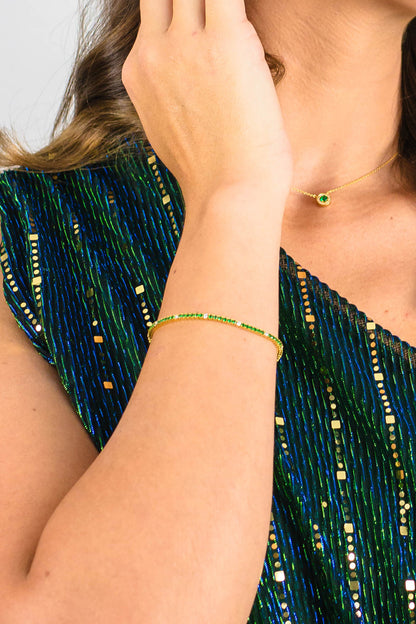 MILESTONE EMERALD 2MM TENNIS BRACELET IN GOLD