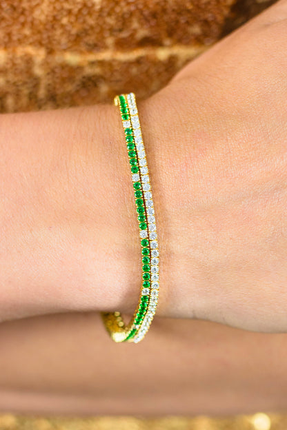 MILESTONE EMERALD 2MM TENNIS BRACELET IN GOLD