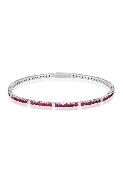 MILESTONE RUBY 2MM TENNIS BRACELET IN SILVER
