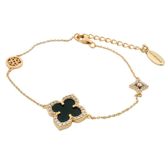 GEORGINI MIDNIGHT VELVET BLACK AGATE FAIRWATER BRACELET GOLD