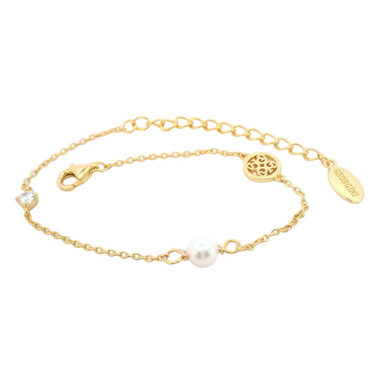 ADAGIO TOUCH OF SPARKLE PEARL BRACELET GOLD 15CM + 4CM