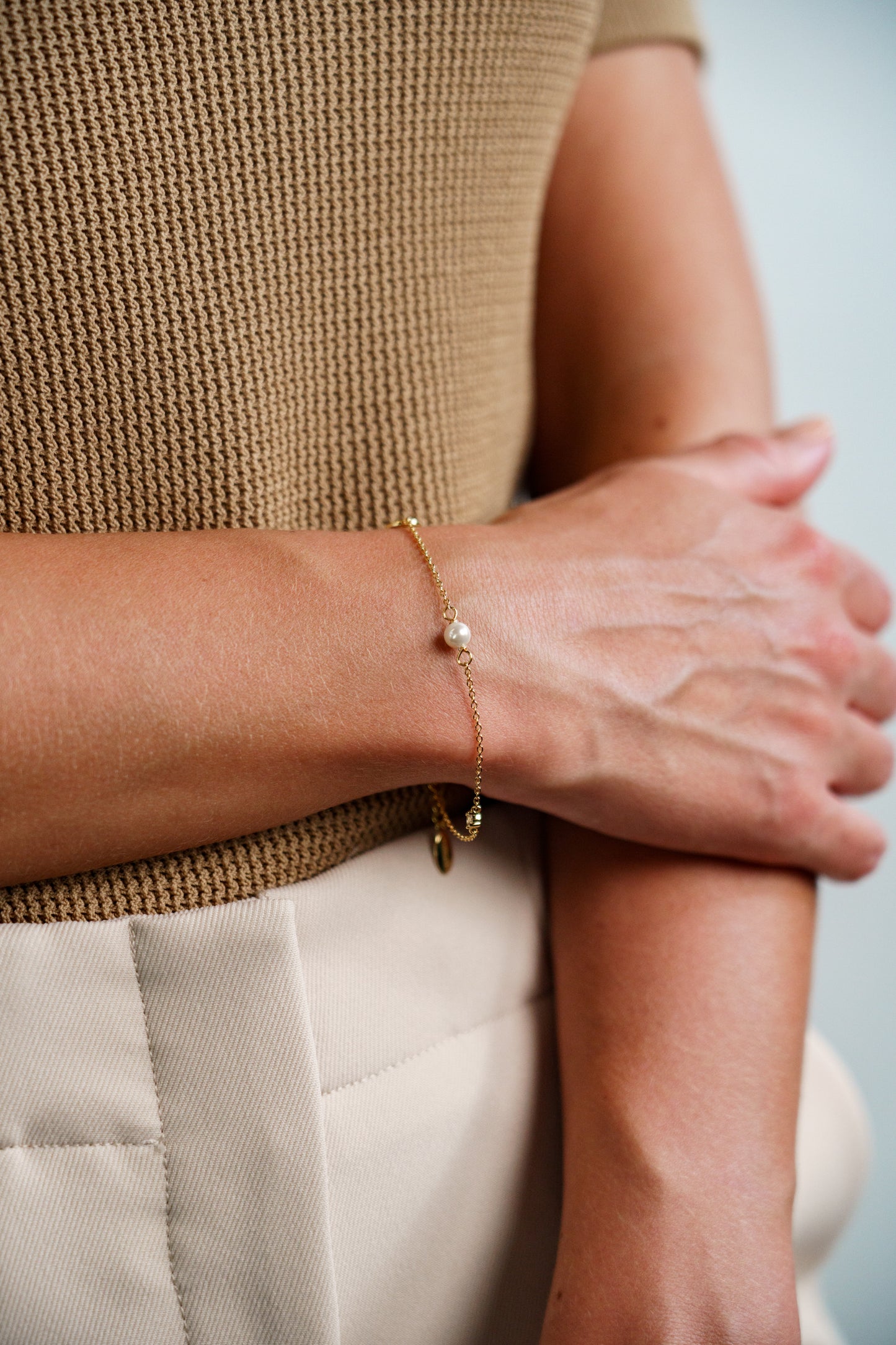 ADAGIO TOUCH OF SPARKLE PEARL BRACELET GOLD 15CM + 4CM
