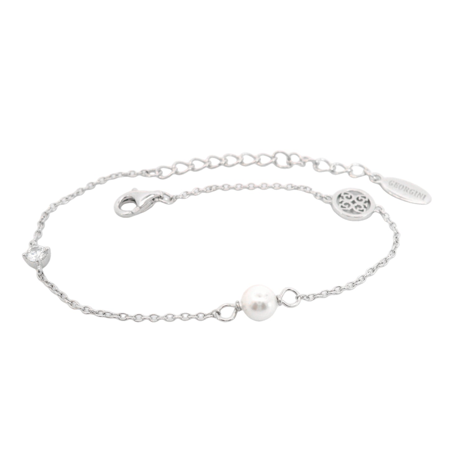 ADAGIO TOUCH OF SPARKLE PEARL BRACELET SILVER 15CM + 4CM
