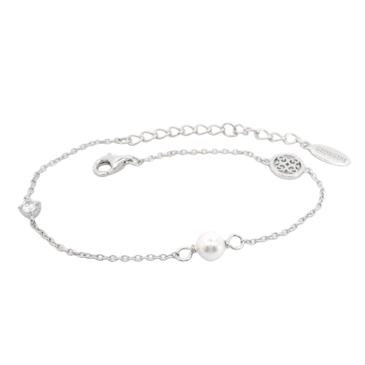 ADAGIO TOUCH OF SPARKLE PEARL BRACELET SILVER 15CM + 4CM