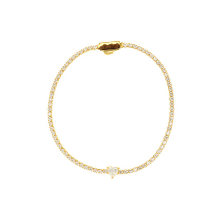 SWEETHEART TENNIS BRACELET GOLD 18CM