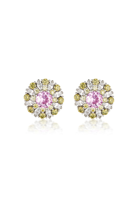 SUMMER SORBET BERRY BLOOM MULTI COLOURED EARRINGS SILVER