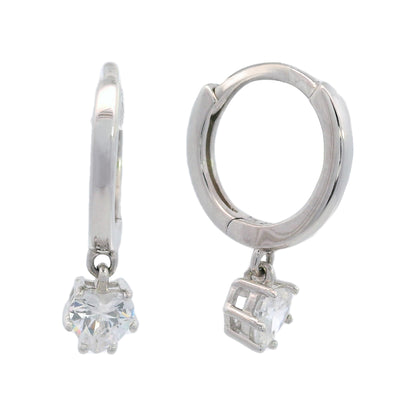 GEORGINI MIDNIGHT VELVET BABY HEART HOOP EARRINGS SILVER