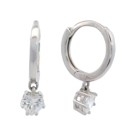 GEORGINI MIDNIGHT VELVET BABY HEART HOOP EARRINGS SILVER