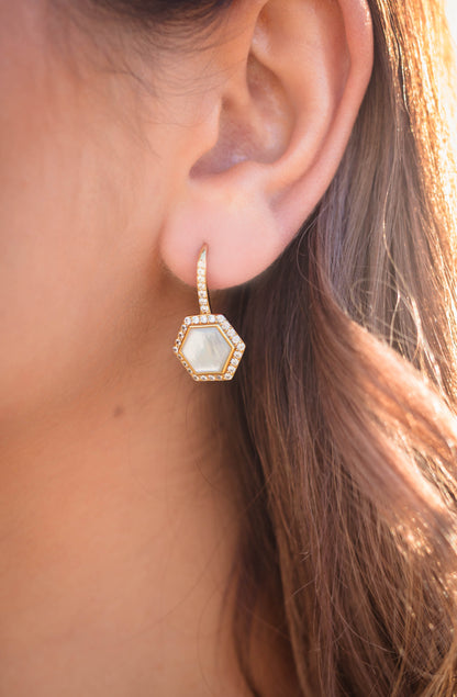 OCEANS TORQUAY MOTHER OF PEARL EARRINGS GOLD