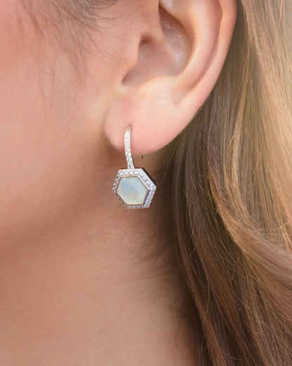 OCEANS TORQUAY MOTHER OF PEARL EARRINGS SILVER