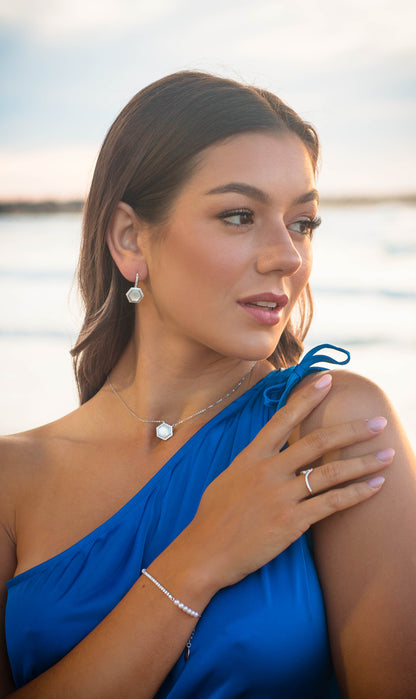 OCEANS TORQUAY MOTHER OF PEARL EARRINGS SILVER