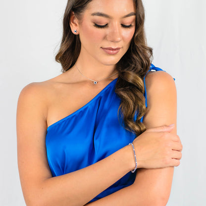 MILESTONE SAPPHIRE 2MM TENNIS BRACELET IN SILVER