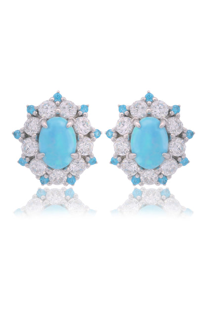 OPAL GLOW BARANGAROO BLUE CREATED OPAL EARRINGS