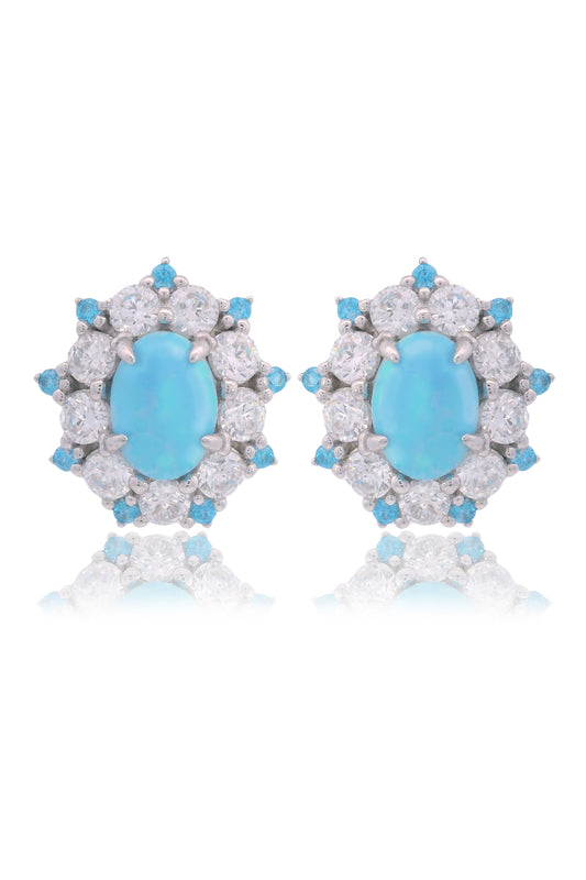 OPAL GLOW BARANGAROO BLUE CREATED OPAL EARRINGS