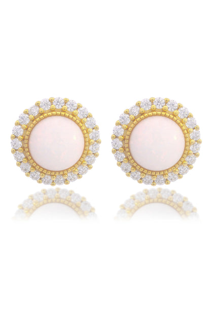 OPAL GLOW MARRINAWI WHITE CREATED OPAL EARRINGS GOLD