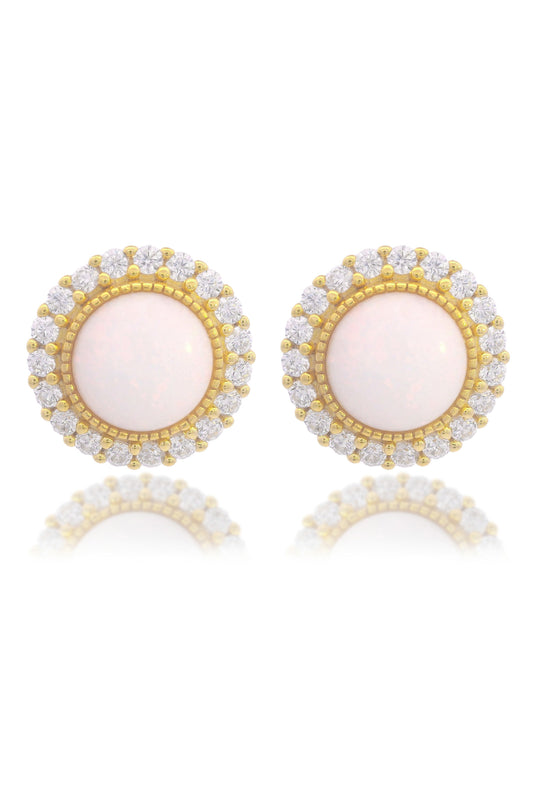 OPAL GLOW MARRINAWI WHITE CREATED OPAL EARRINGS GOLD