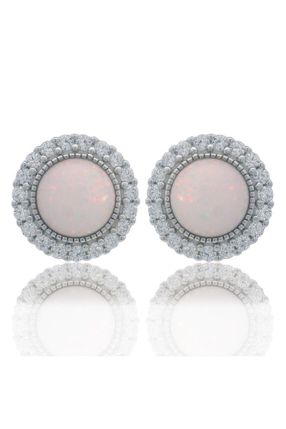 OPAL GLOW MARRINAWI WHITE CREATED OPAL EARRINGS SILVER