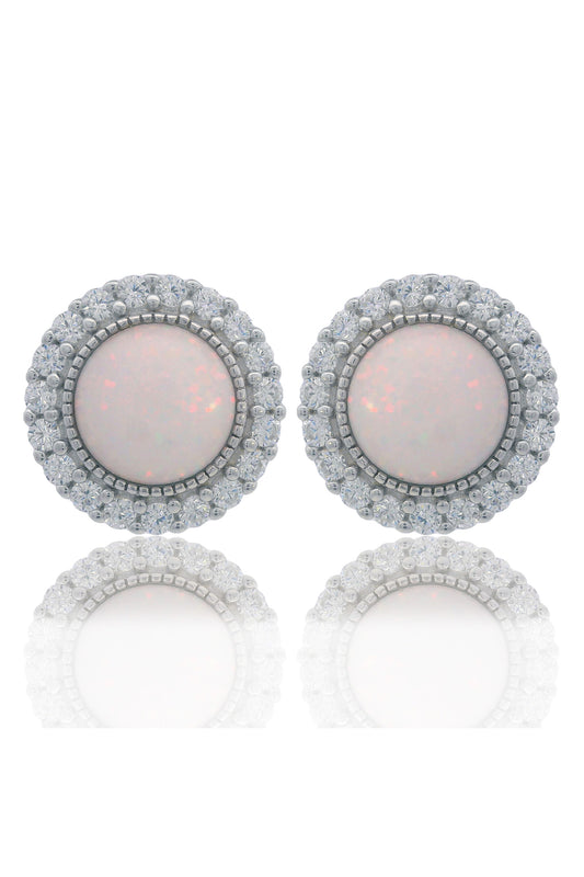 OPAL GLOW MARRINAWI WHITE CREATED OPAL EARRINGS SILVER